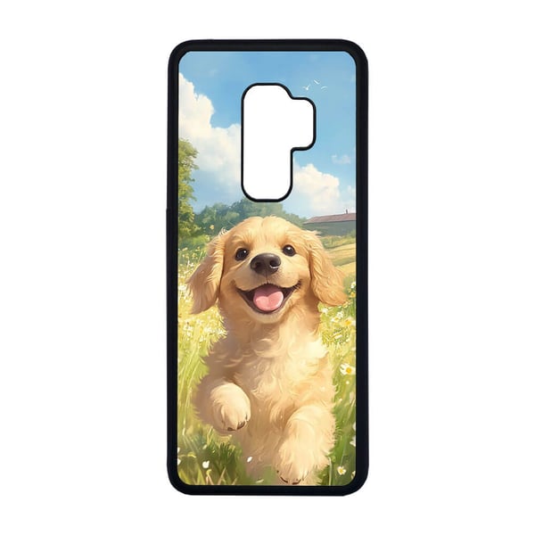 Til Samsung Galaxy S9+: Tegneserie Golden Retriever Hund, mobildeksel med unikt motiv, beskyttende cover