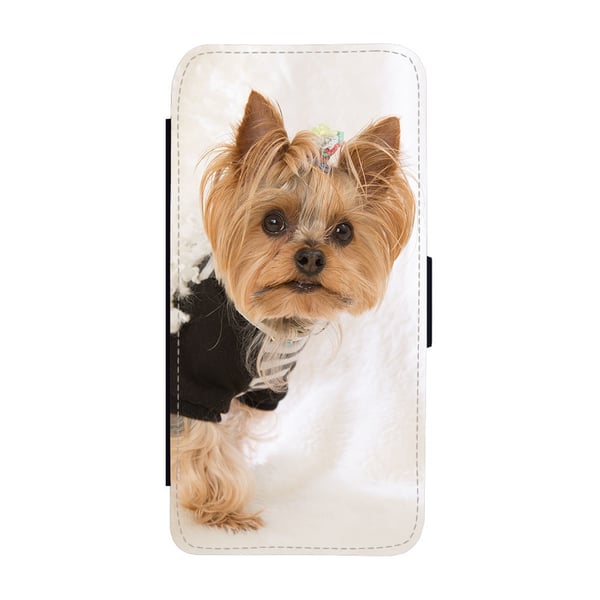 Til Samsung Galaxy S8: Yorkshire Terrier Dog, flipdeksel med unikt motiv, mobiletui med stativfunksjon