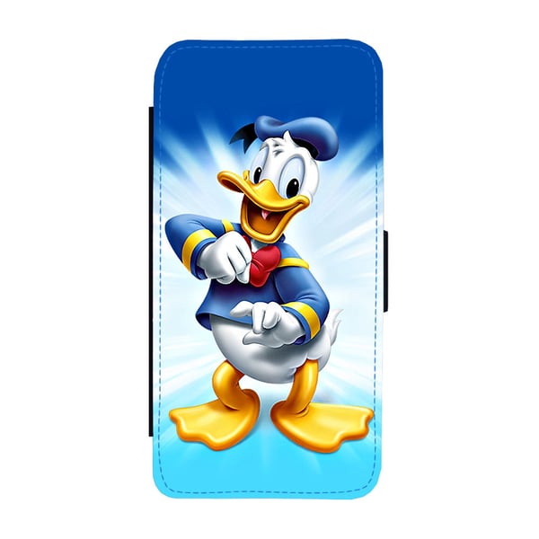 Til Samsung Galaxy S8: Donald Duck, flipdeksel med unikt motiv, mobiletui med stativfunksjon