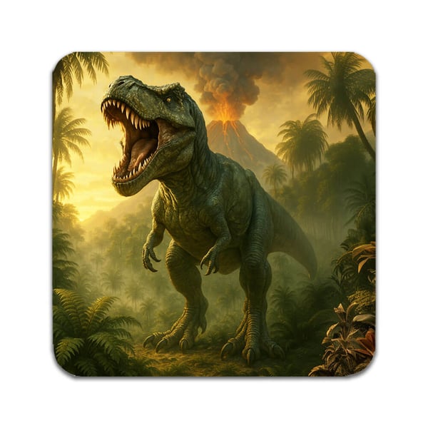 Glassunderlag (4-pakning): Dinosaur T-Rex Tyrannosaurus Rex, stilrene underlag med unike og livlige motiver