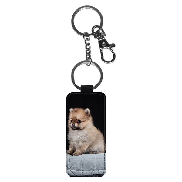 Nyckelring: Pomeranian Valp, stilrent hängsmycke med livfull och unikt design