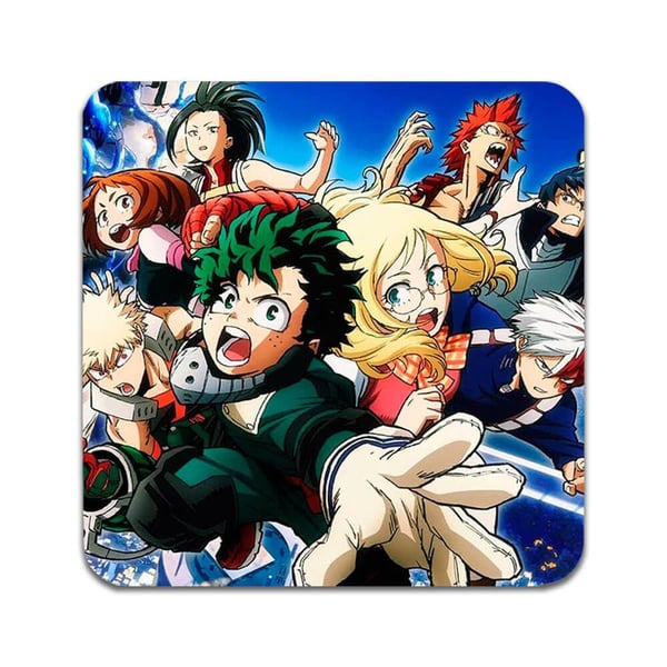 Glassunderlag (2-pakning): Manga My Hero Academia, stilrene underlag med unike og livlige motiver