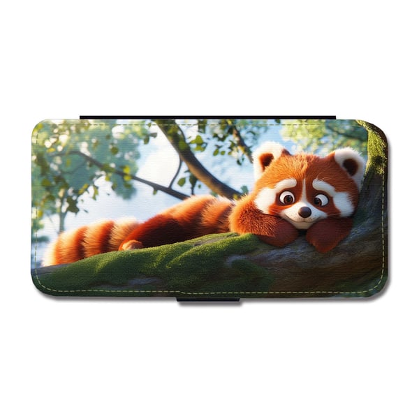 Til Samsung Galaxy S8+: Søt Tegneserie Rød Panda, flipdeksel med unikt motiv, mobiletui med stativfunksjon