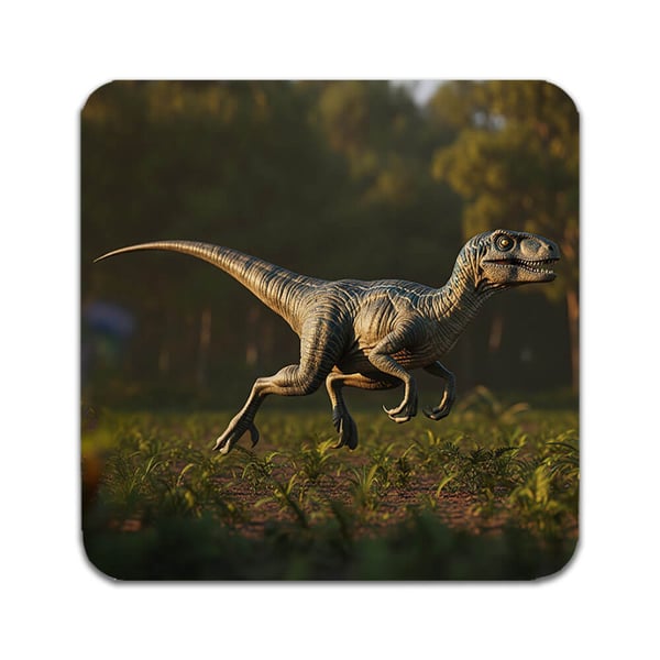 Glassunderlag (4-pakning): Dinosaur Velociraptor, stilrene underlag med unike og livlige motiver