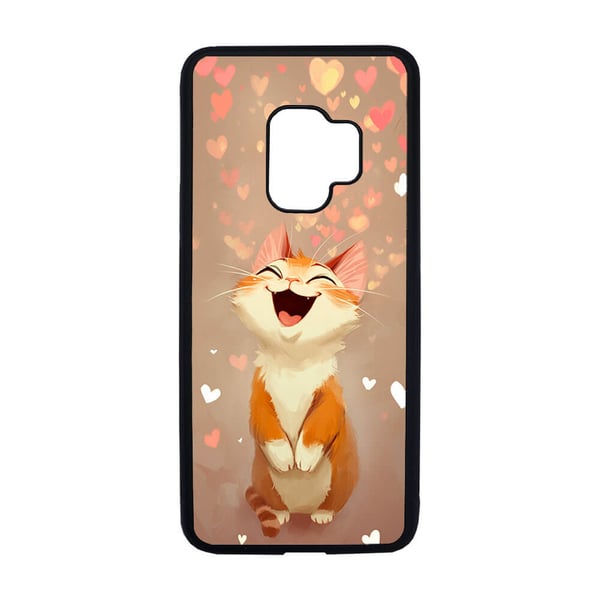 Til Samsung Galaxy S9: Tegneserie Leende Katt, mobildeksel med unikt motiv, beskyttende cover