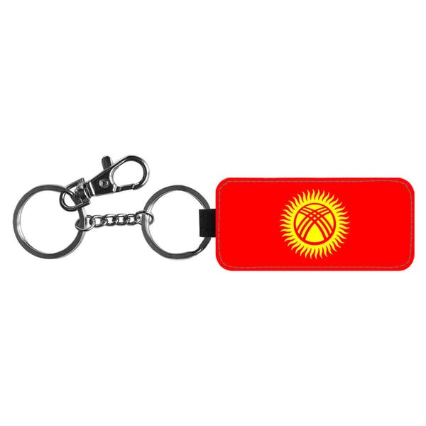 Nøkkelring: Kirgizistan Flagga, stilrent anheng med levende og unikt design