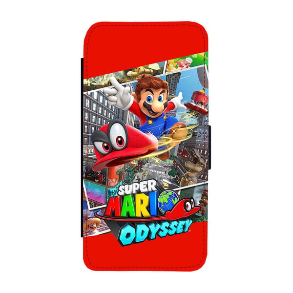 Til Samsung Galaxy S8: Mario Odyssey, flipdeksel med unikt motiv, mobiletui med stativfunksjon