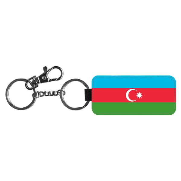 Nyckelring: Azerbajdzjan Flagga, stilrent hängsmycke med livfull och unikt design