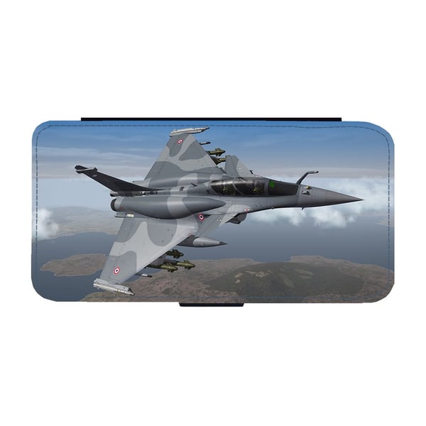 Til Samsung Galaxy S8: Dassault Rafale Fighter, flipdeksel med unikt motiv, mobiletui med stativfunksjon
