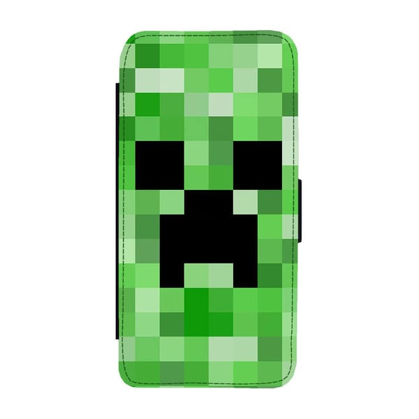 Til Samsung Galaxy S8+: Minecraft Creeper, flipdeksel med unikt motiv, mobiletui med stativfunksjon