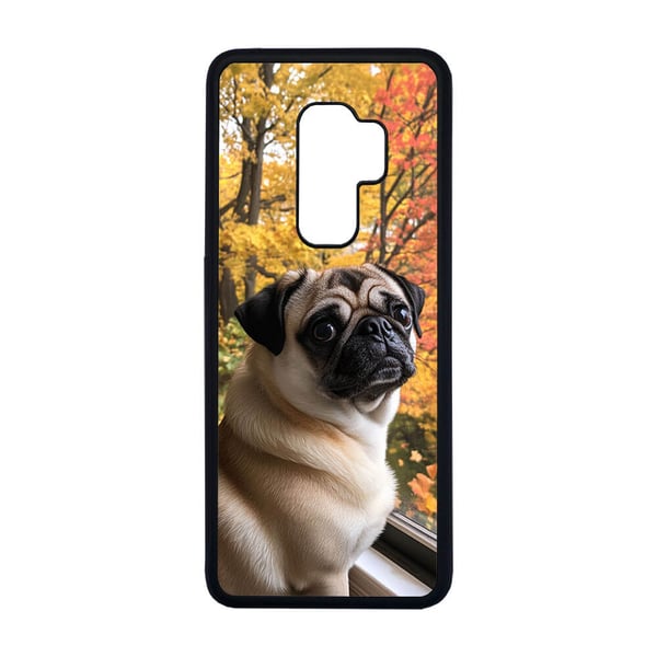 Til Samsung Galaxy S9+: Hund Mops, mobildeksel med unikt motiv, beskyttende cover