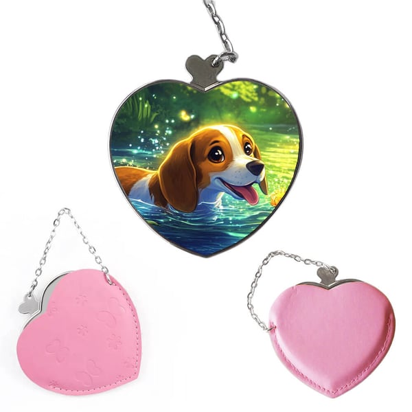 Kompakt sminkespeil: Barn Tegneserie Beagle Hund, lommespeil med unikt motiv