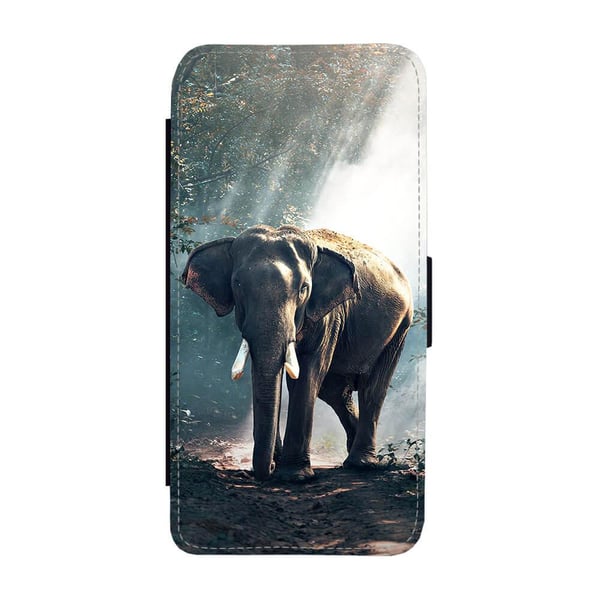 Til Samsung Galaxy S8+: Elephant, flipdeksel med unikt motiv, mobiletui med stativfunksjon