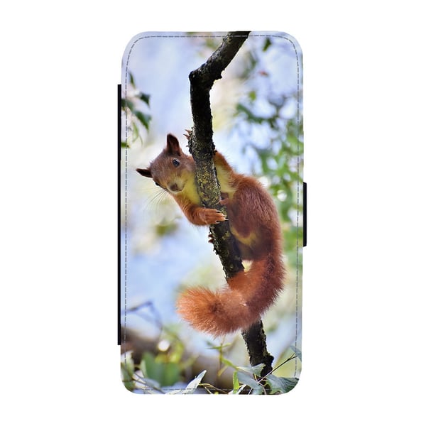 Til Samsung Galaxy S8+: Squirrel, flipdeksel med unikt motiv, mobiletui med stativfunksjon