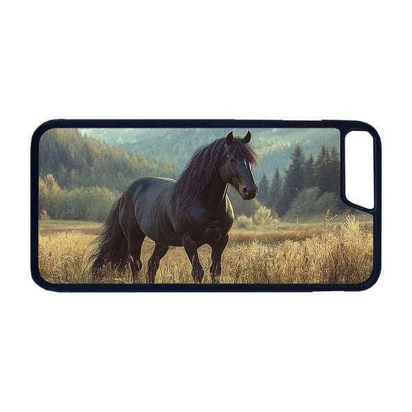 Til iPhone 7 Plus / 8 Plus: Sort Hest, mobilcover med unikt motiv, beskyttende cover