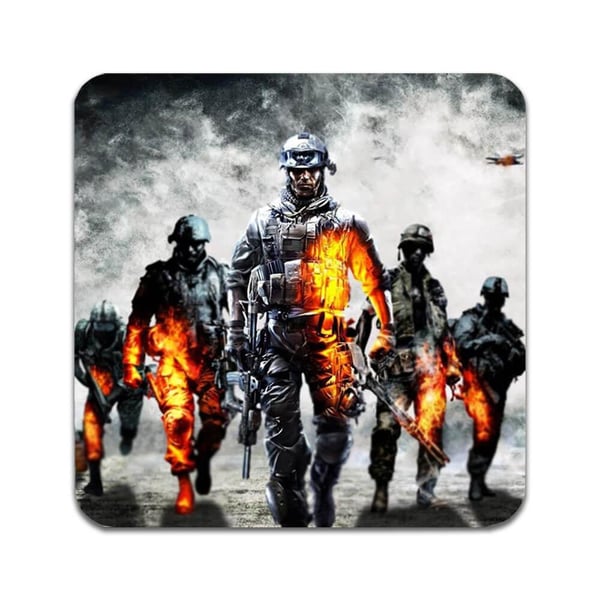 Glassunderlag (2-pakning): Spel Battlefield, stilrene underlag med unike og livlige motiver