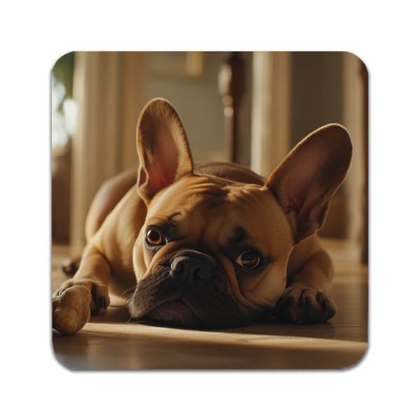 Glassunderlag (4-pakning): Hund Fransk Bulldog, stilrene underlag med unike og livlige motiver