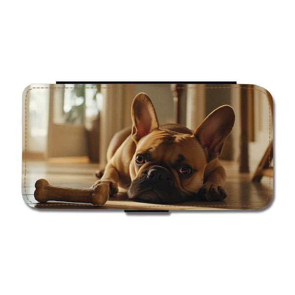 Til Samsung Galaxy S8: Hund Fransk Bulldog, flipdeksel med unikt motiv, mobiletui med stativfunksjon