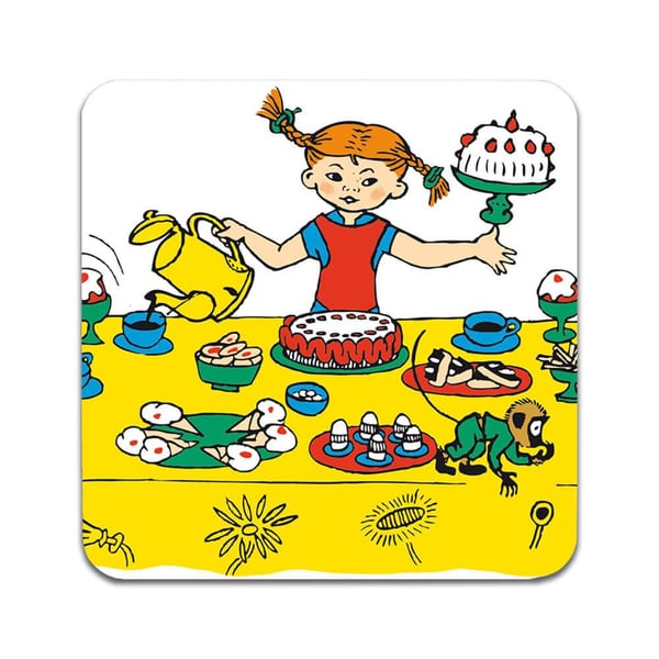 Glassunderlag (2-pakning): Pippi Longstocking, stilrene underlag med unike og livlige motiver