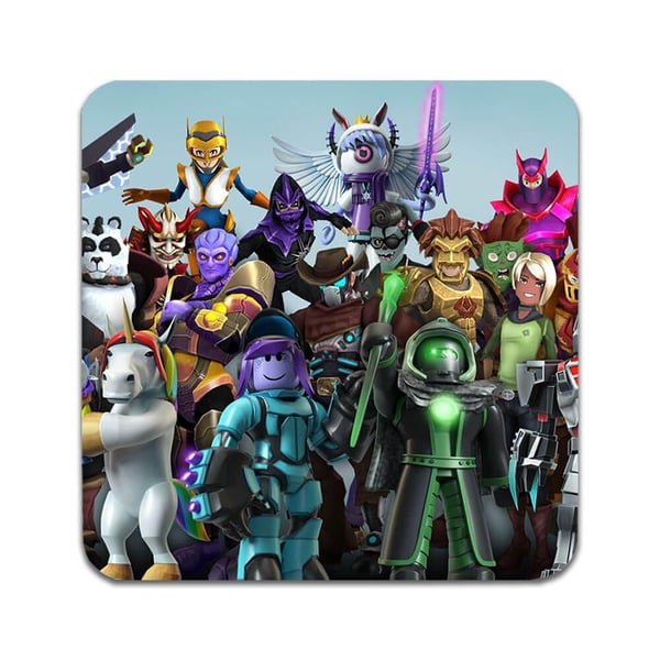 Glassunderlag (2-pakning): Spel Roblox, stilrene underlag med unike og livlige motiver
