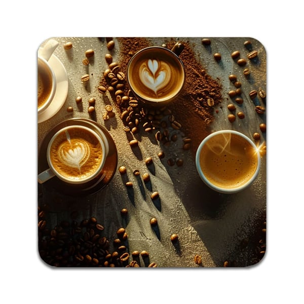 Glassunderlag (2-pakning): Kaffe, stilrene underlag med unike og livlige motiver