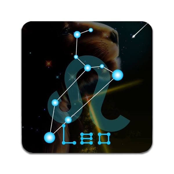 Glasbrikker (2-pak): Horoskop Løven, stilrene bordskånere med unikke og levende motiver