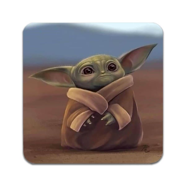 Glassunderlag (2-pakning): Baby Yoda, stilrene underlag med unike og livlige motiver
