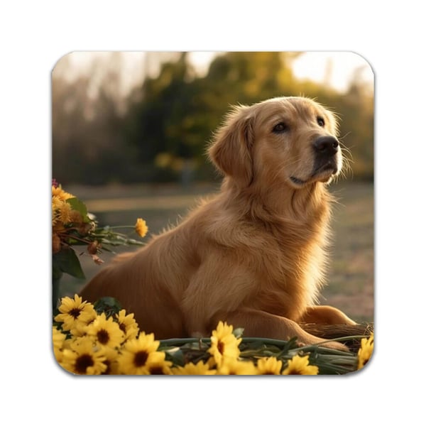 Glassunderlag (4-pakning): Hunde Golden Retriever, stilrene underlag med unike og livlige motiver