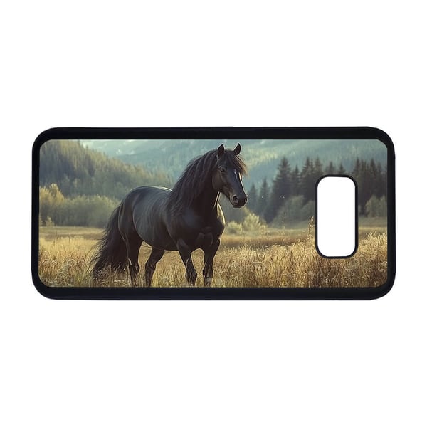 Sort Hest Samsung Galaxy S8 Mobilcover - Etui