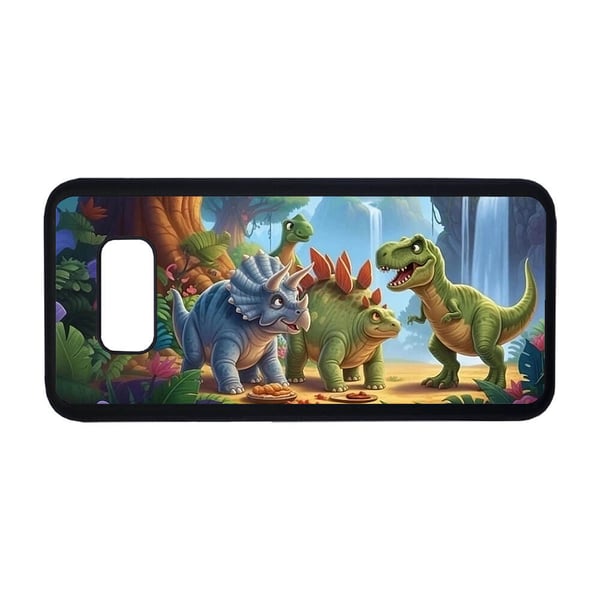 Til Samsung Galaxy S8: Barne Tegneserie Dinosaurer, mobildeksel med unikt motiv, beskyttende cover