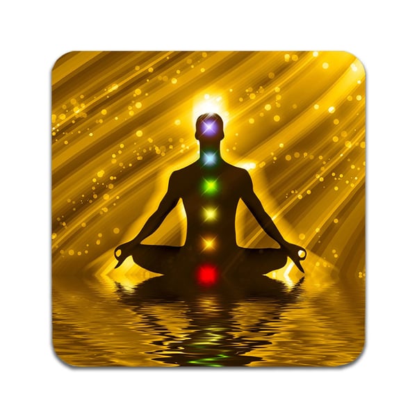 Glassunderlag (2-pakning): Yoga, stilrene underlag med unike og livlige motiver