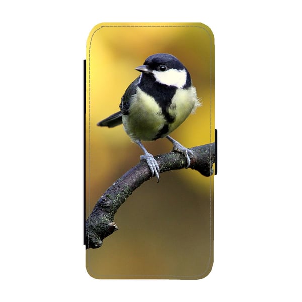 Til Samsung Galaxy S8: Bird Great Tit, flipdeksel med unikt motiv, mobiletui med stativfunksjon