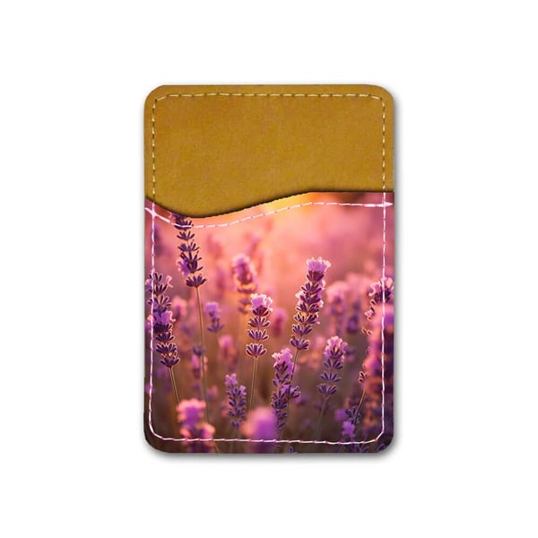 Selvklebende kortholder til mobil (Universell): Blomster Lavendel, kortlomme med levende og unikt design til telefonen