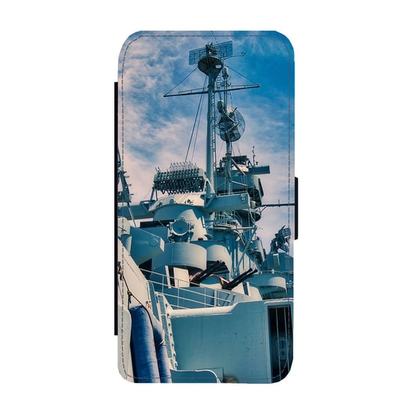 Til Samsung Galaxy S8: Navy Warship, flipdeksel med unikt motiv, mobiletui med stativfunksjon