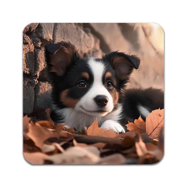 Glassunderlag (4-pakning): Hund Border Collie, stilrene underlag med unike og livlige motiver