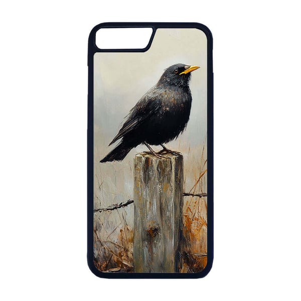 Svarttrost Oljemaleri iPhone SE 2020 Mobiltelefon Deksel