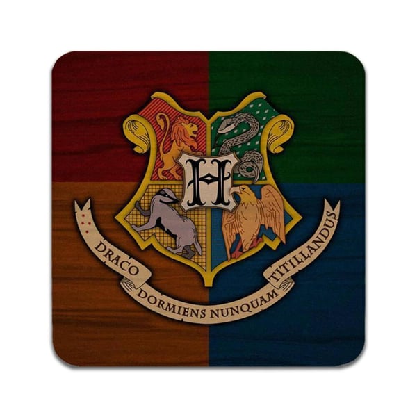 Glassunderlag (4-pakning): Harry Potter Vapensköldar, stilrene underlag med unike og livlige motiver