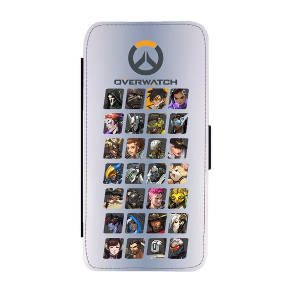 Til Samsung Galaxy S9: Overwatch Heroes, flipdeksel med unikt motiv, mobiletui med stativfunksjon