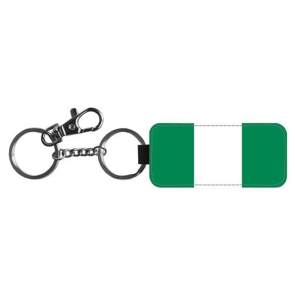 Nyckelring: Nigeria Flagga, stilrent hängsmycke med livfull och unikt design