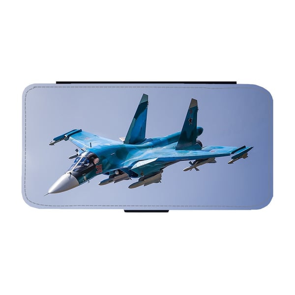 Til Samsung Galaxy S8+: Sukhoi Su-34 Bomber and Strike Fighter, flipdeksel med unikt motiv, mobiletui med stativfunksjon