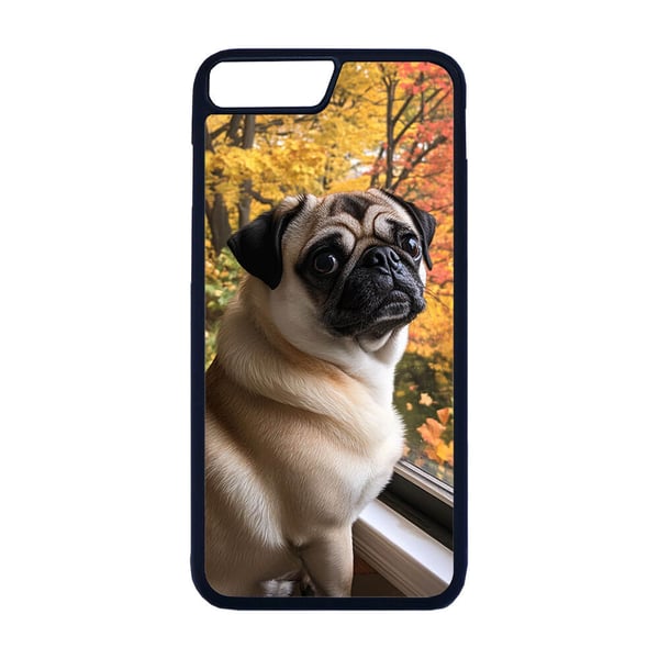 Til iPhone 7 Plus / 8 Plus: Hund Mops, mobildeksel med unikt motiv, beskyttende cover