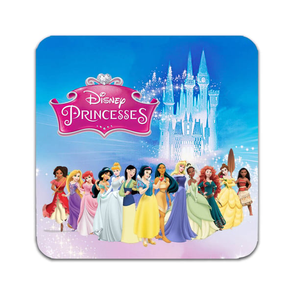 Glassunderlag (2-pakning): Disney Princess, stilrene underlag med unike og livlige motiver