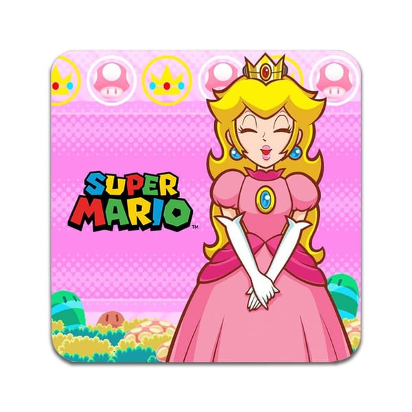 Lasinaluset (2 kpl): Super Mario Princess Peach, tyylikkäät aluset uniikeilla ja eloisilla kuvioilla