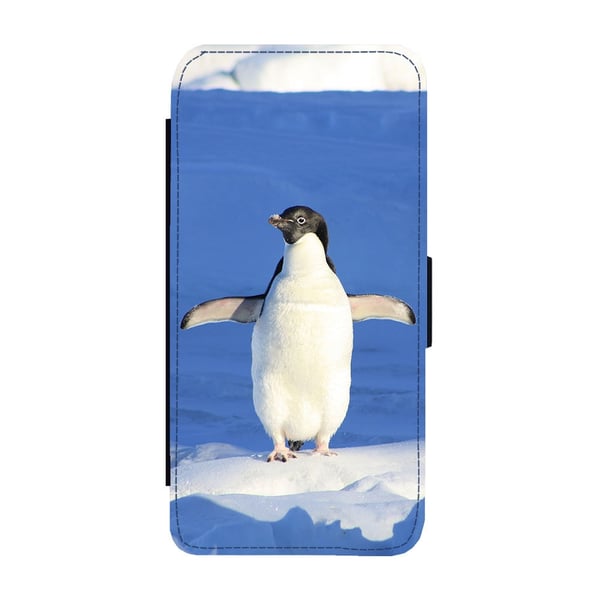 Til Samsung Galaxy S8: Penguin, flipdeksel med unikt motiv, mobiletui med stativfunksjon