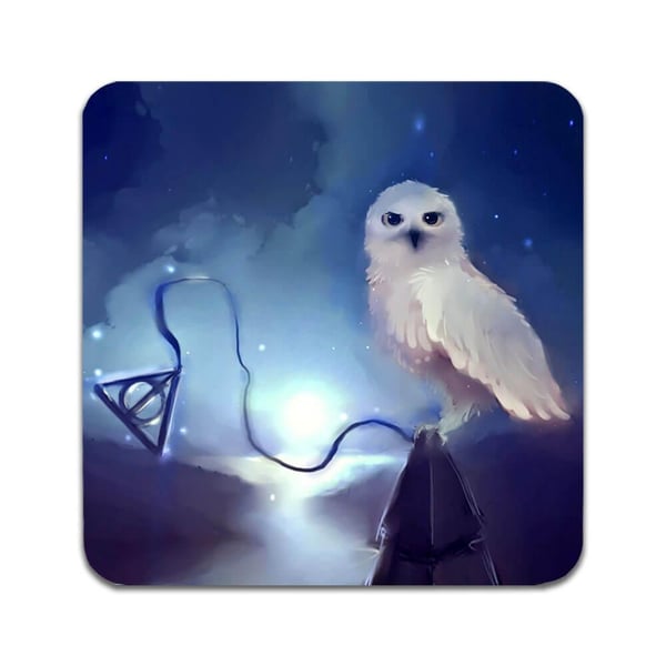 Glassunderlag (2-pakning): Harry Potter Hedwig, stilrene underlag med unike og livlige motiver