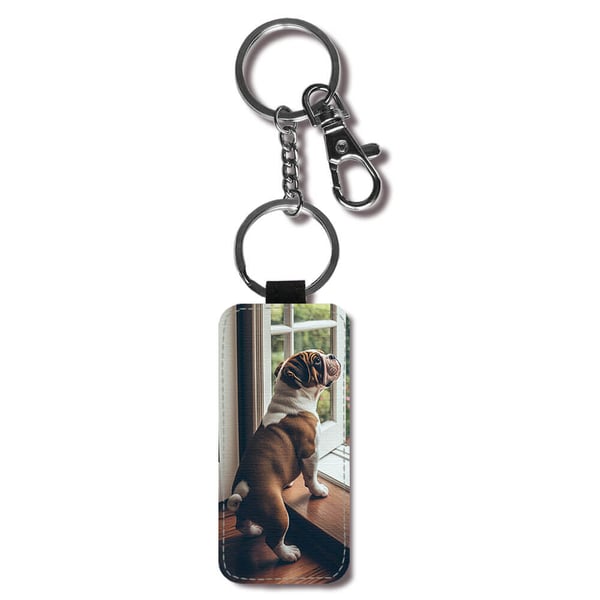Nyckelring: Hund Engelsk Bulldogg, stilrent hängsmycke med livfull och unikt design