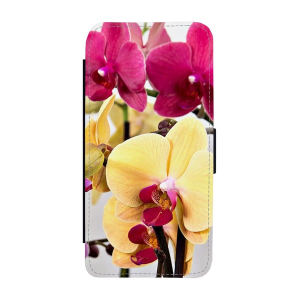 Flower Orchids, flipdeksel med unikt motiv, mobiletui med stativfunksjon Til Samsung Galaxy S9