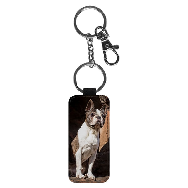 Nyckelring: Hund Bostonterrier, stilrent hängsmycke med livfull och unikt design