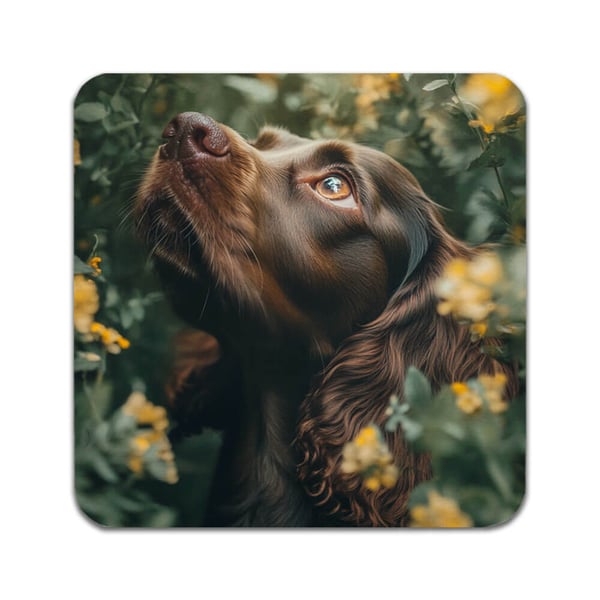 Glassunderlag (2-pakning): Hund Engelsk Cocker Spaniel, stilrene underlag med unike og livlige motiver