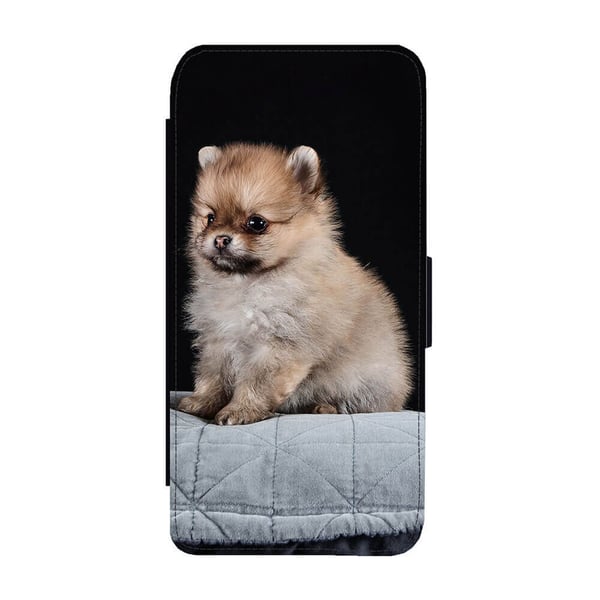 Til Samsung Galaxy S8: Pomeranian Puppy, flipdeksel med unikt motiv, mobiletui med stativfunksjon